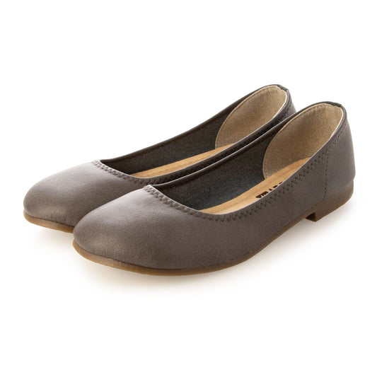 パンプス レディース 日本製 痛くない ローヒール 大きいサイズ ペタンコ バレエ 丸いつま先 (1511 グレー)