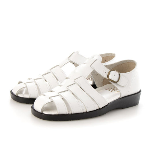 ITALICO 国産 徳島レザー 牛革 サンダル ドライビング グルカサンダル メッシュ 日本製 (1116 ホワイト)