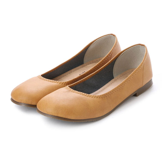 パンプス レディース 日本製 痛くない ローヒール 大きいサイズ ペタンコ バレエ 丸いつま先 (1511 マスタード)