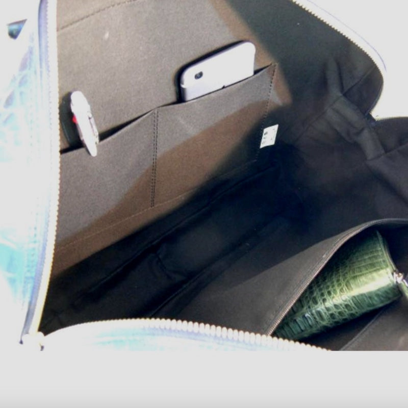 日本製 クロコ型押し 牛革 ブリーフバッグ トートバッグ メンズ レディース ビジネスバッグ ブリーフケース (36AC42 ホワイト)
