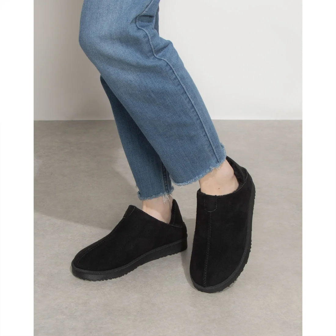 レディース フェイクムートン スリッポン 踵踏める スリッポンシューズ ファーサンダル あったかスリッパ ルームシューズ (3it91)