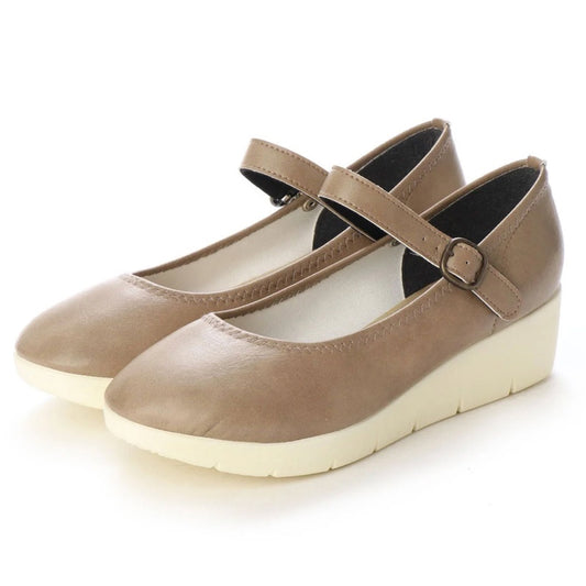 パンプス レディース 4E 日本製 厚底 ワンストラップ 大きいサイズ 痛くない ウェッジソール (NEW823W オーク)