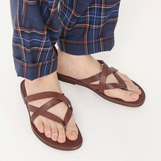 ITALICO 国産 徳島レザー牛革 サンダル トング ビーチ 日本製 本革 (12it04 ダークブラウン)