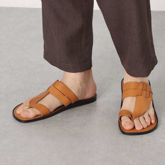 ITALICO 国産 徳島レザー牛革 サンダル トング ビーチ 日本製 本革 (10it59 キャメル)