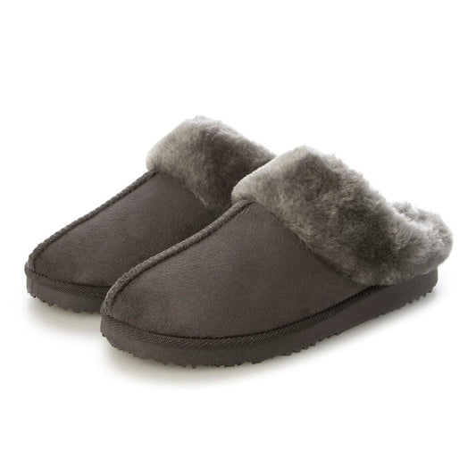 ムートンスリッパ レディース ボアサンダル あったかスリッパ ムートンブーツ スリッポン スリッポンシューズ ファーサンダル ルームシューズ(LB3it90 グレー)