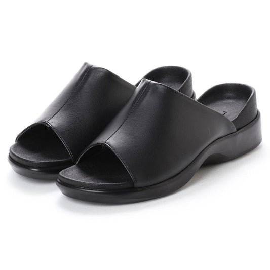 オフィスサンダル レディース 日本製 事務 経理 大きいサイズ ビジネスサンダル ヒールフィットサンダル (MIT51 ブラック)