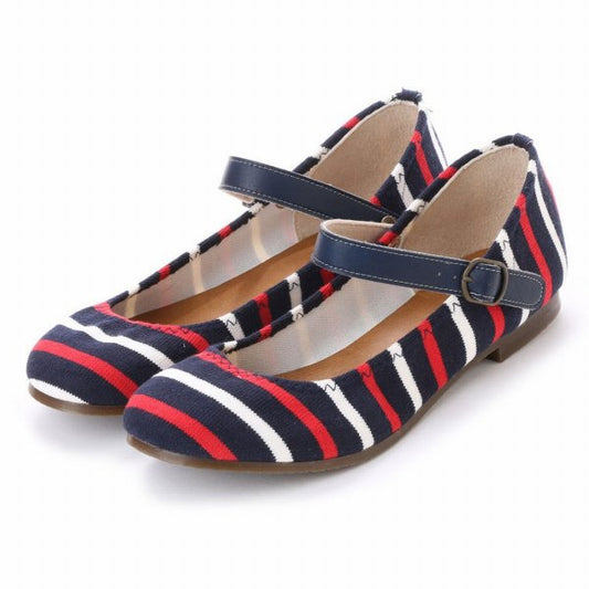 パンプス レディース 日本製 4E ワンストラップ 大きいサイズ 痛くない ローヒール  冠婚葬祭 発表会 母の日 (VA823 トリコロールネイビー)