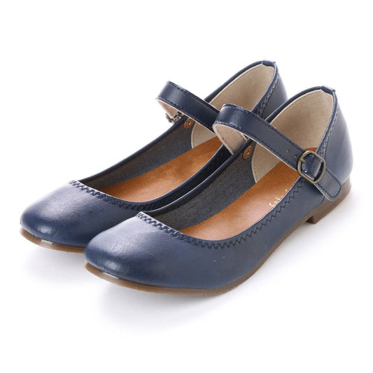 パンプス レディース 日本製 4E ワンストラップ 大きいサイズ 痛くない ローヒール  冠婚葬祭 発表会 母の日 (VA823 ネイビー)