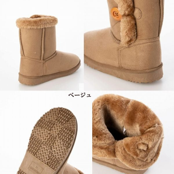 インヒール ベイリーボタンムートンブーツ 洗える 3cmインヒール あったかボアブーツ 2WAY (3it85)