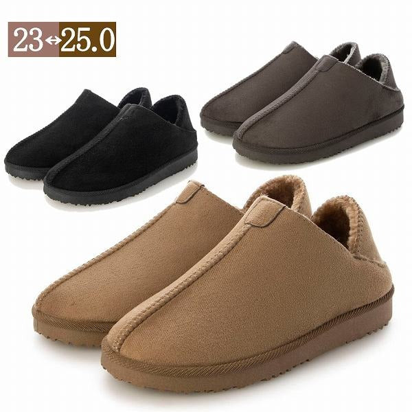 レディース フェイクムートン スリッポン 踵踏める スリッポンシューズ ファーサンダル あったかスリッパ ルームシューズ　(3it91)