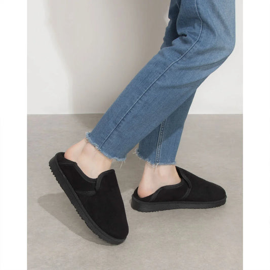 レディース フェイクムートン スリッポン 踵踏める スリッポンシューズ ファーサンダル (3it92) あったかスリッパ ルームシューズ