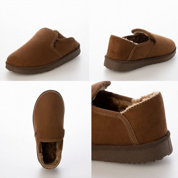 レディース フェイクムートン スリッポン 踵踏める スリッポンシューズ ファーサンダル (3it92) あったかスリッパ ルームシューズ